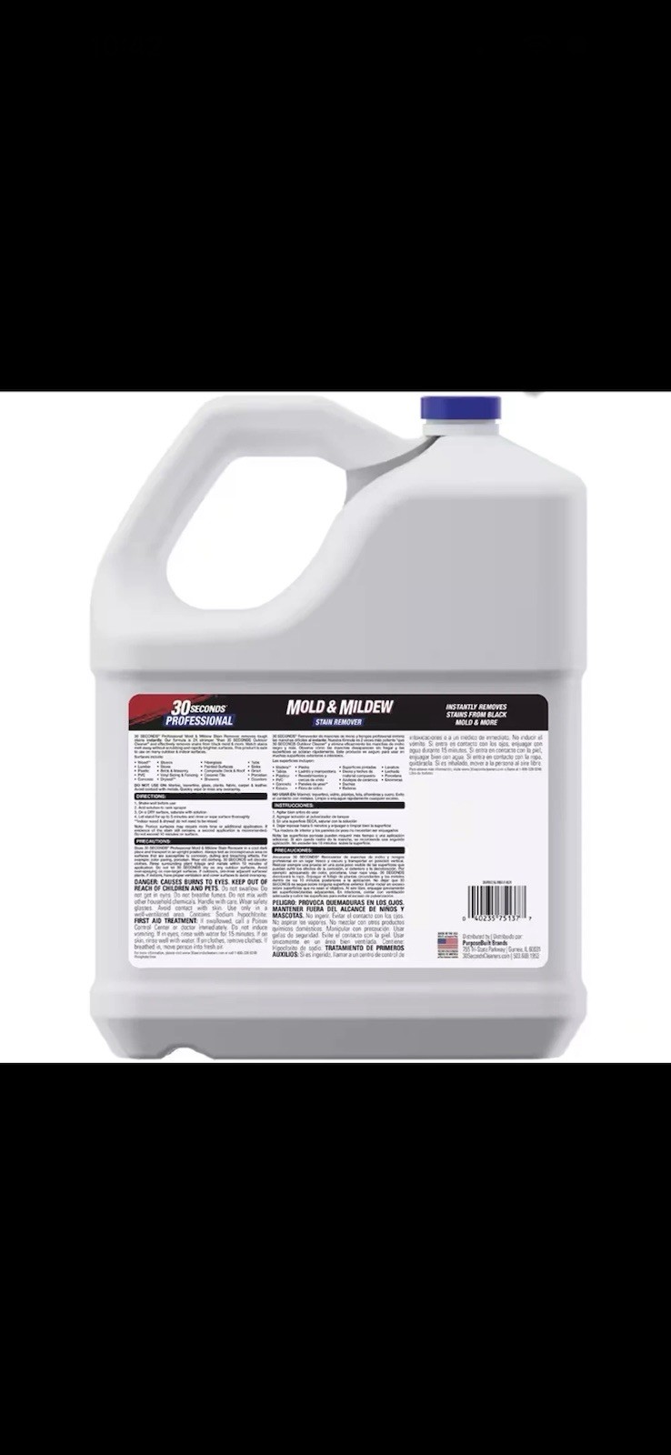 30 Seconds Professional Mold & Mildew Stain Remover Liquid 2X Stronger 2.5 gal