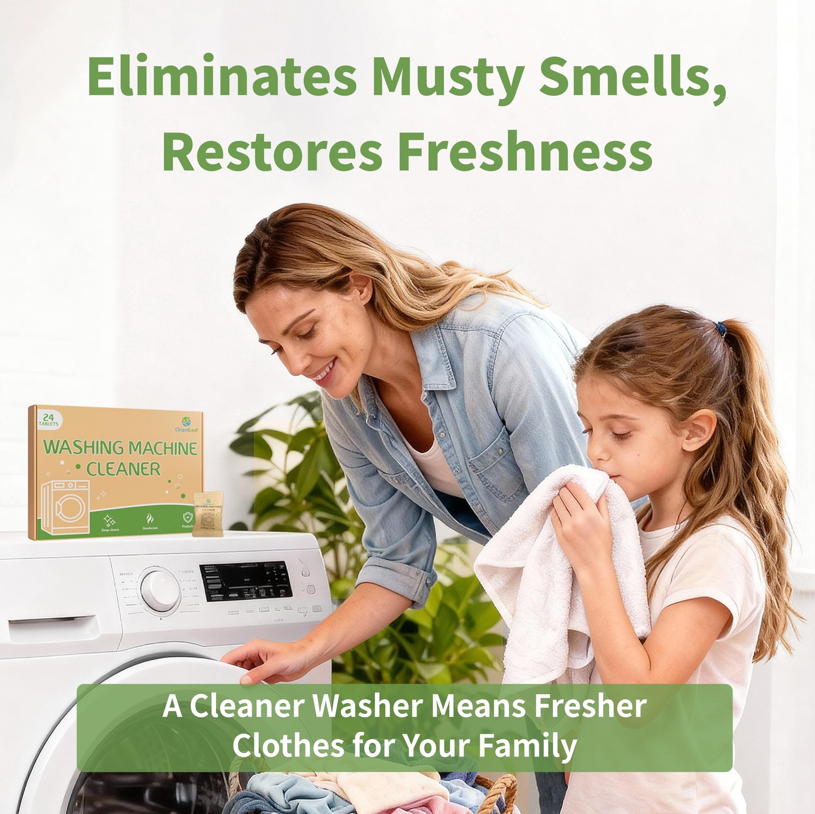 24 PCS Washing Machine Cleaner Tablets HE Front Top Load Washer Odor Remover