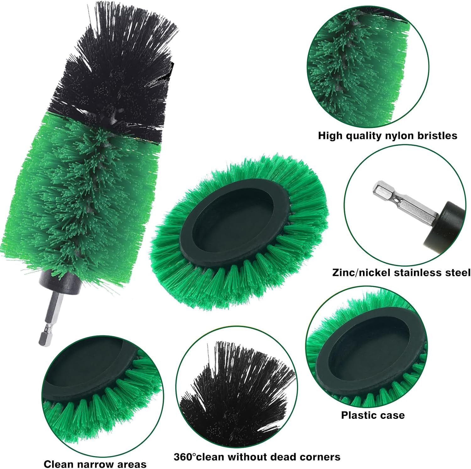 8 Pcs Drill Brush Attachment Set, Power Cleaning Scrub Brush Kit with Extend Lon