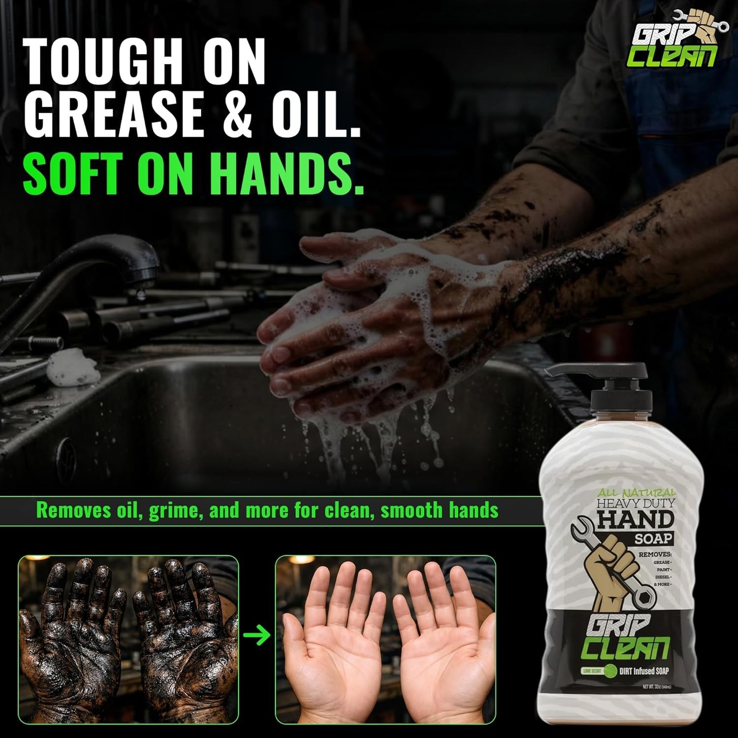 Natural Pumice & Clay Hand Cleaner – 32oz for Automotive and Industrial Use