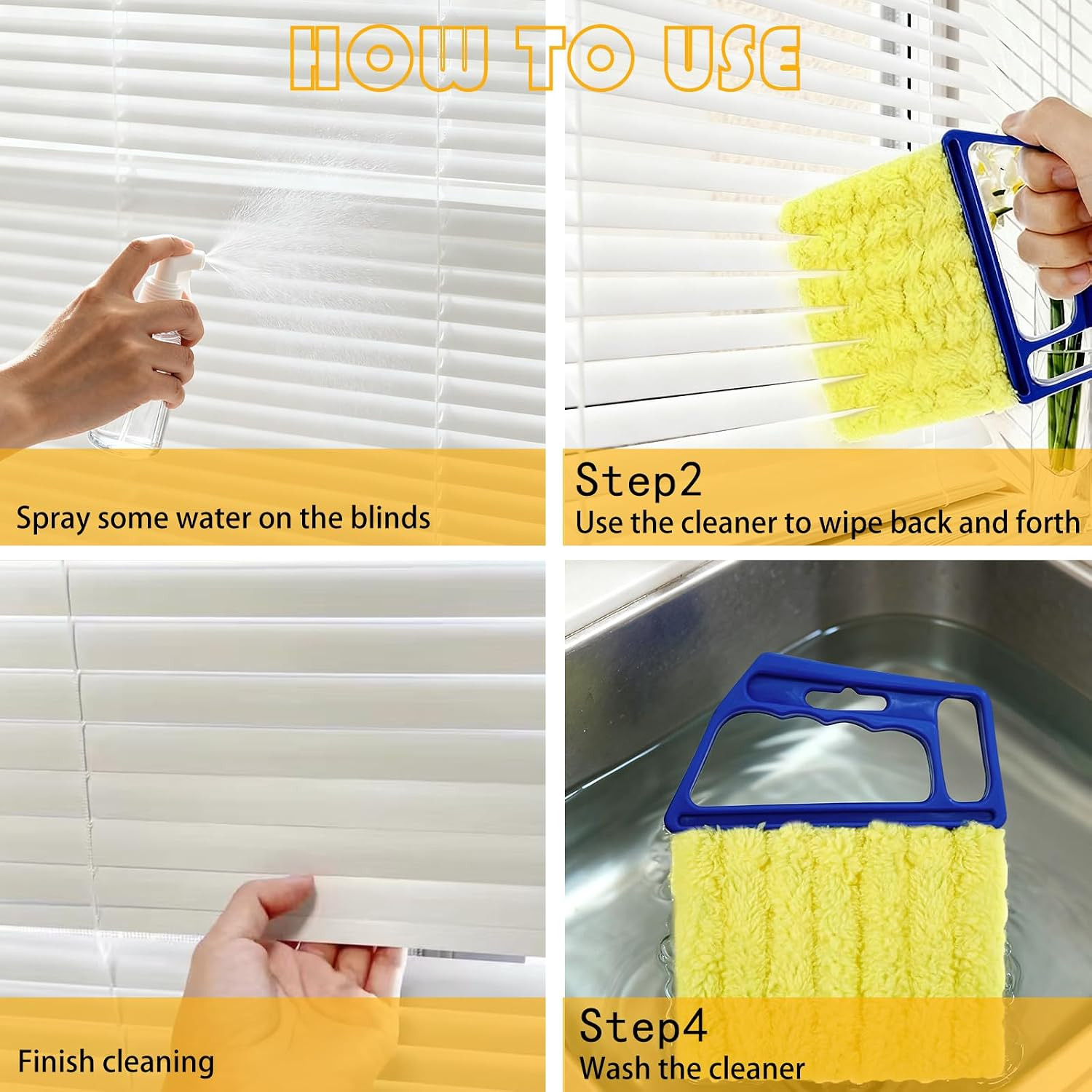 2 Pcs Blinds Cleaner Duster Tool 7 Finger Microfiber Washable Blind Cleaner Mini