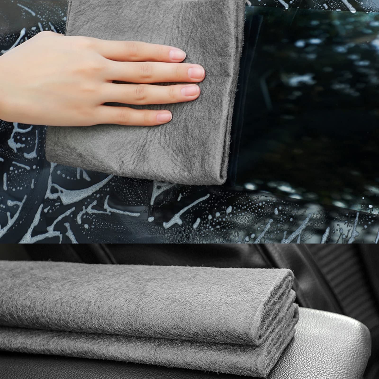 10PCS Thickened Magic Cleaning Cloth,Bsorbent Small, Grey, Black
