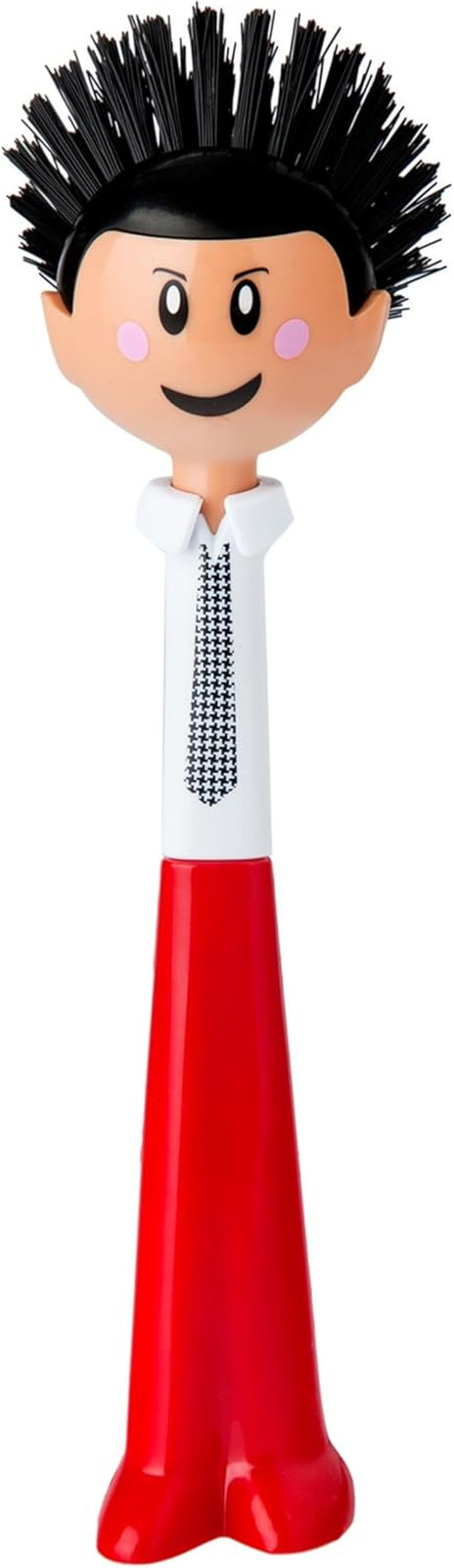 Ergonomic Kitchen Dish Brush with Handle and Stand, Red & Black Scrub Brush