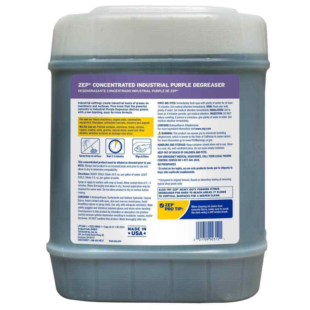 ZEP Industrial Purple Degreaser 5 gal. Easy Rinsing Concentrated Liquid-Form