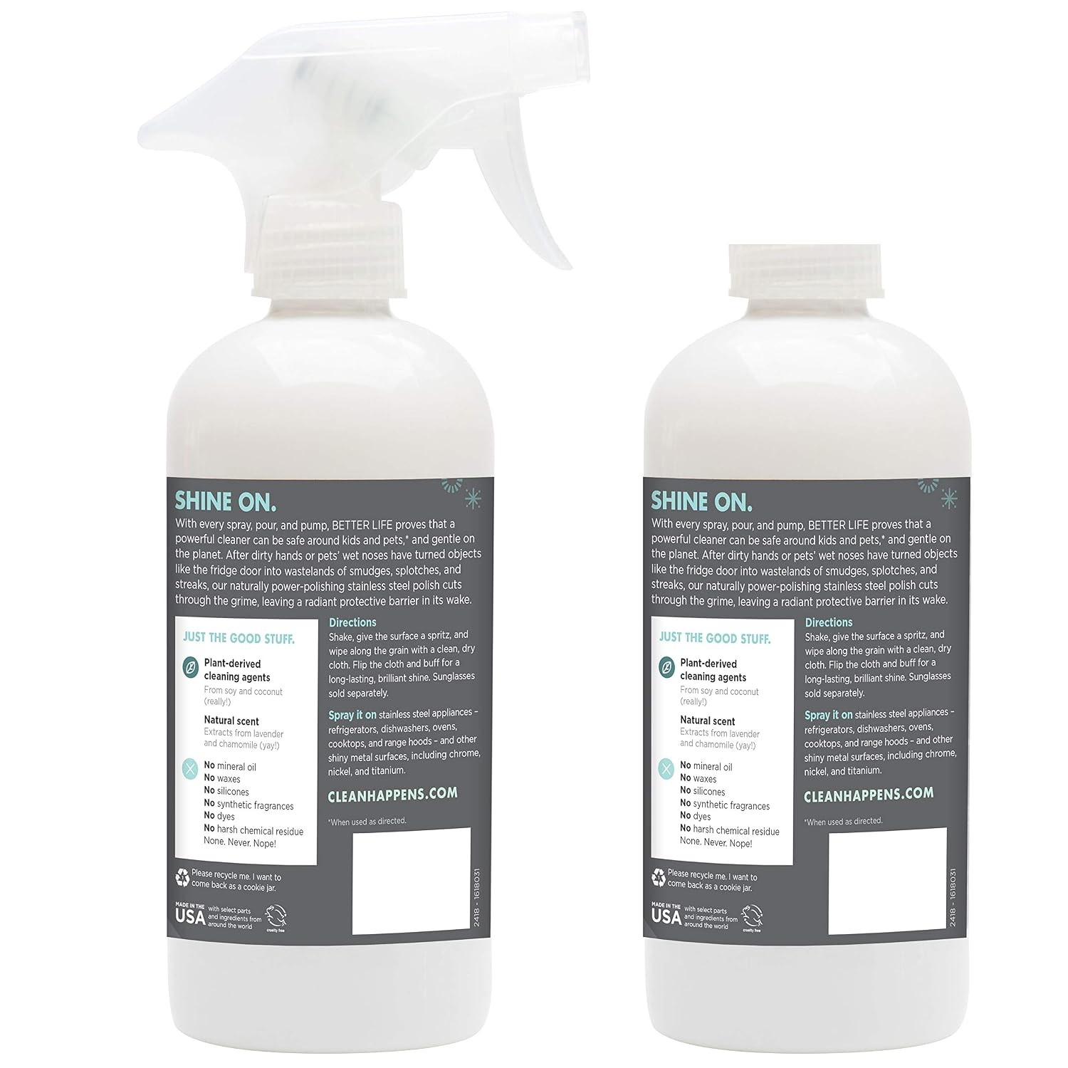 BETTER LIFE Stainless Steel Cleaner – 2 Pack 16 oz Streak-Free Stainless Steel P