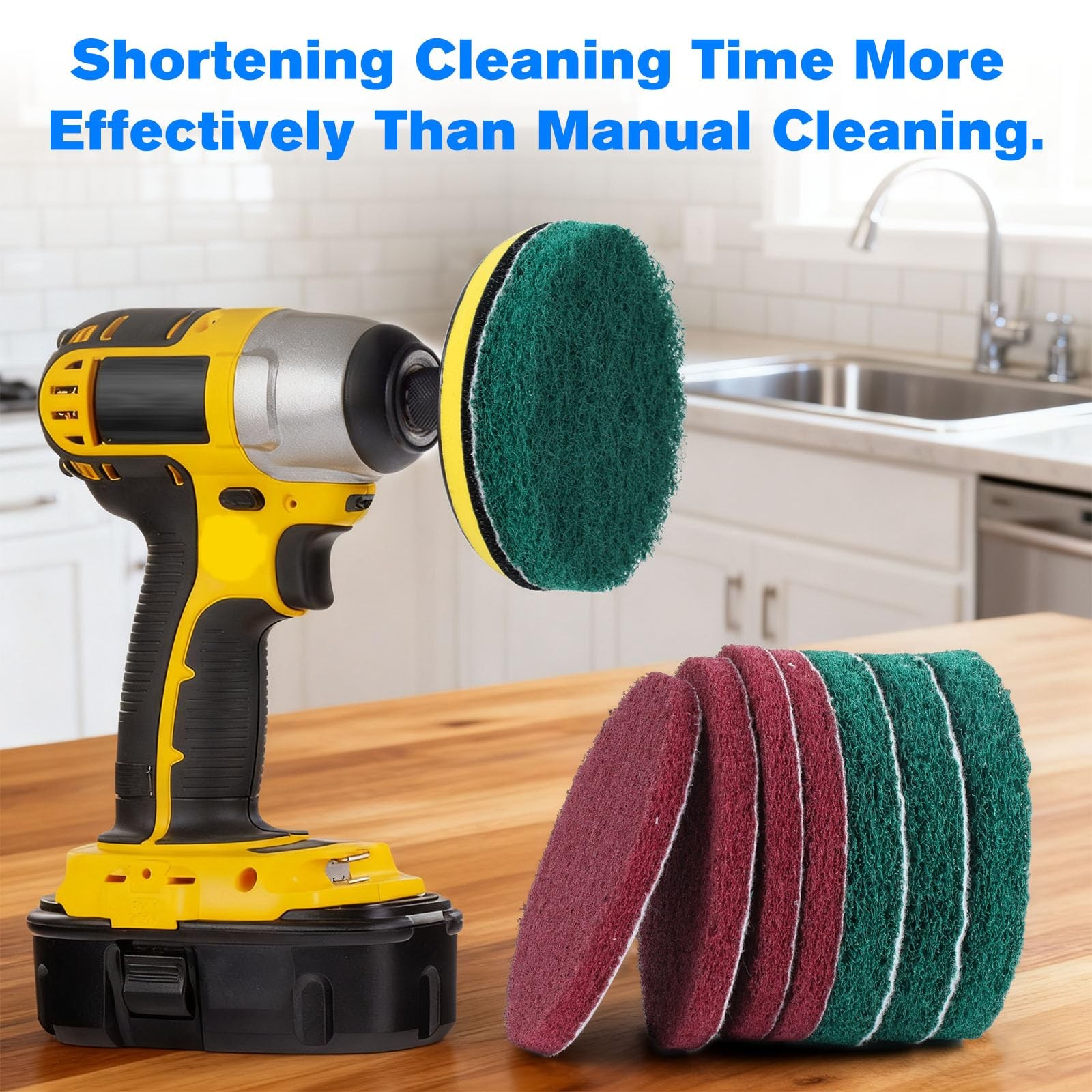 4-Inch Scrub Drill Brush Power Scouring Pads Household Cleaning Set 4 Red Pad…