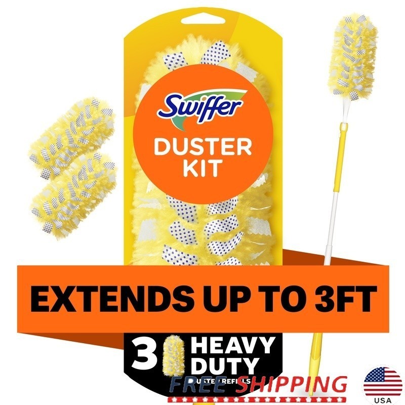 Extendable Duster Starter Kit W/ 3 Heavy Duty Refills 360 Degree Cleaning Tool