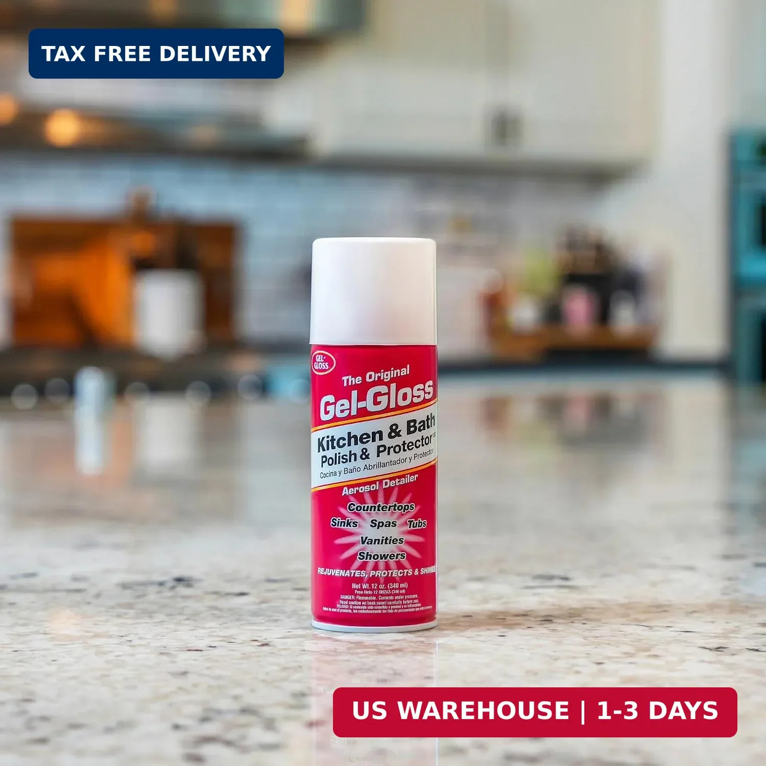 Gel Gloss Cleaner 12 Ounce Aerosol Safe for Acrylics Stainless Steel and More