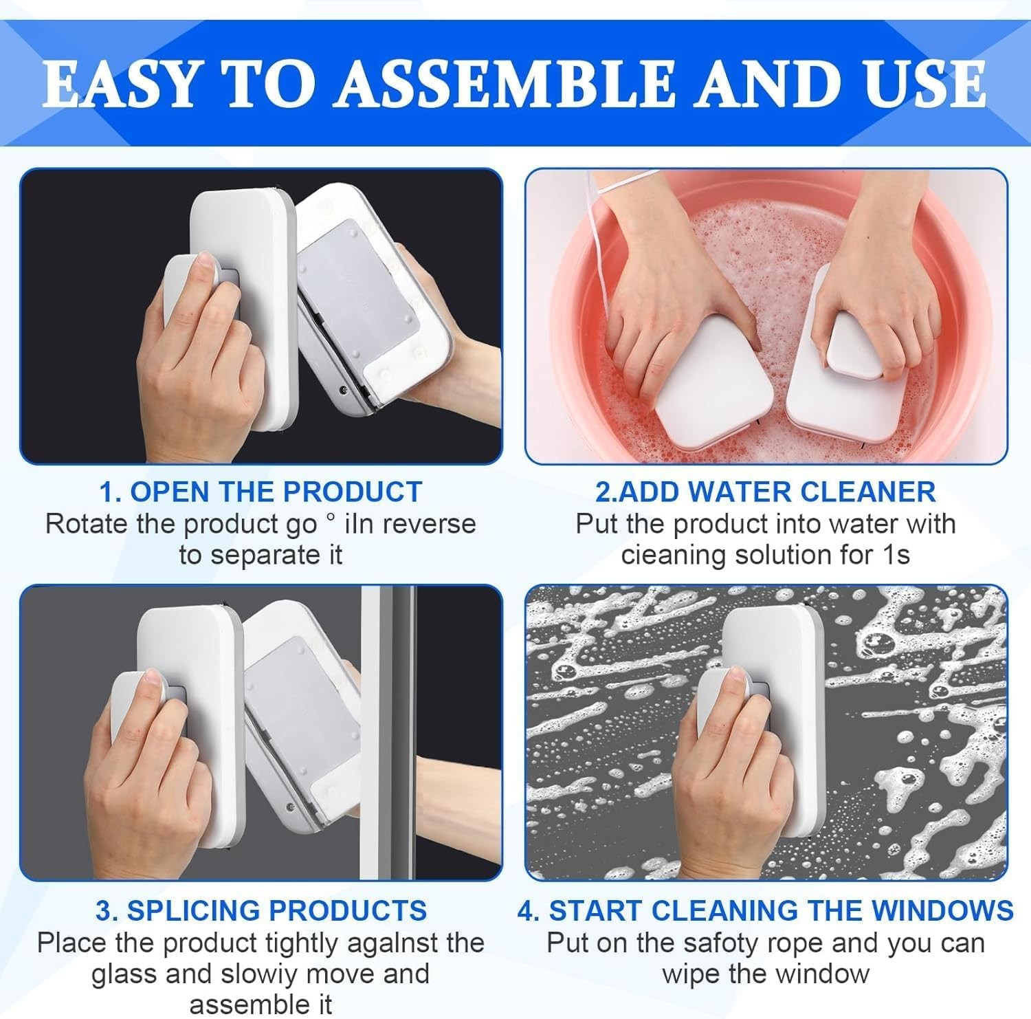Kcyuowq Magnetic Windshield Cleaner Tool Set, Magnetic Window Cleaner Tool,