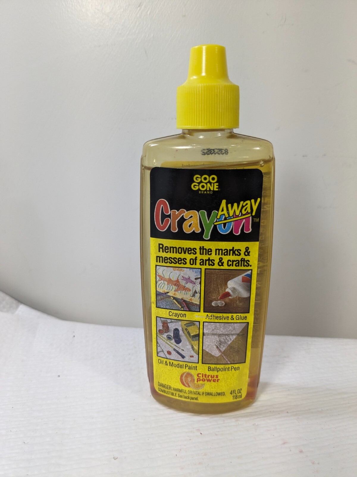 Goo Gone Crayon Away removes marks of arts crafts adhesives glue oil model paint
