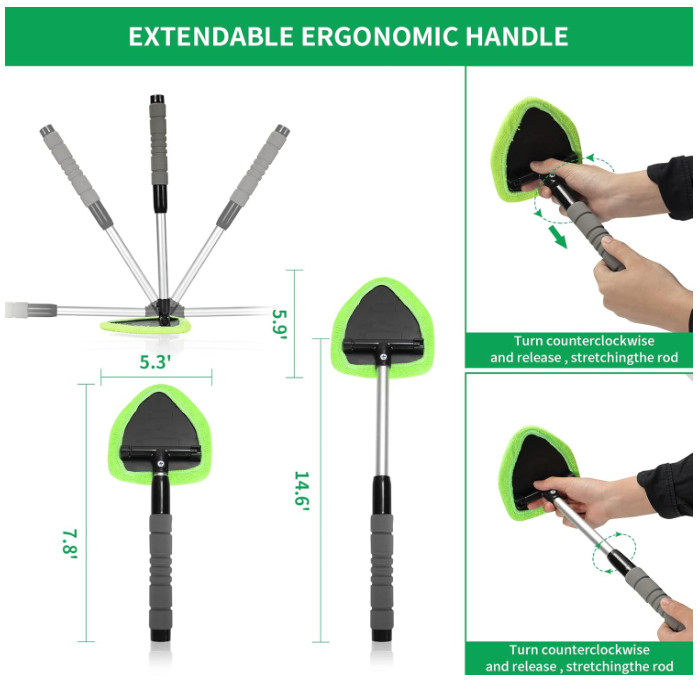 15x Windshield Cleaner Wand – Microfiber Anti-Fog Tool for Car Windows