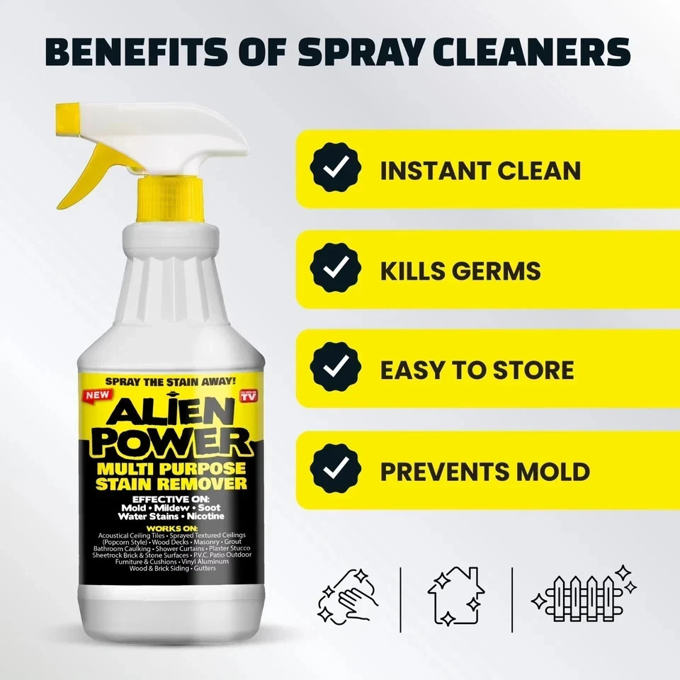 Alien Power Stain Remover Kit – Mold, Mildew & Algae Cleaner with Spray Bottle