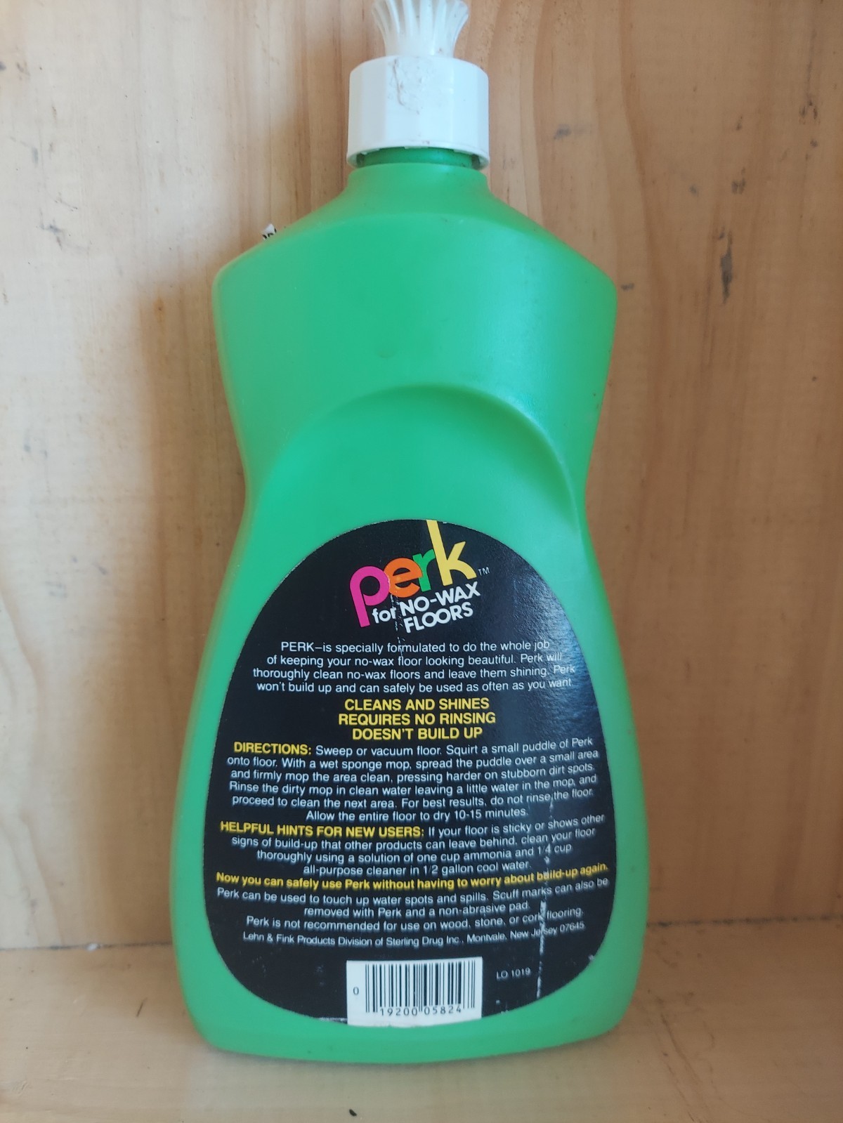 Vintage PERK CLEANER LINOLEUM NO WAX FLOORS Bottle almost full