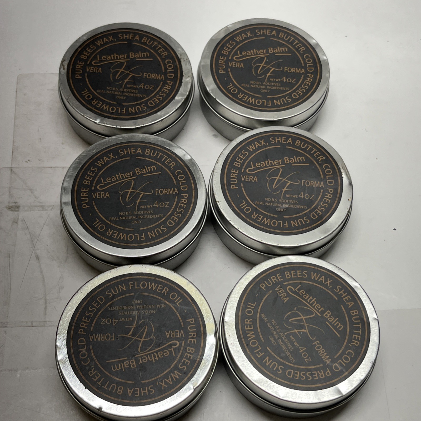 Pure Bees Wax Shea Butter Sunflower Oil Leather Balm Vera Forma 4 Oz Six Pack