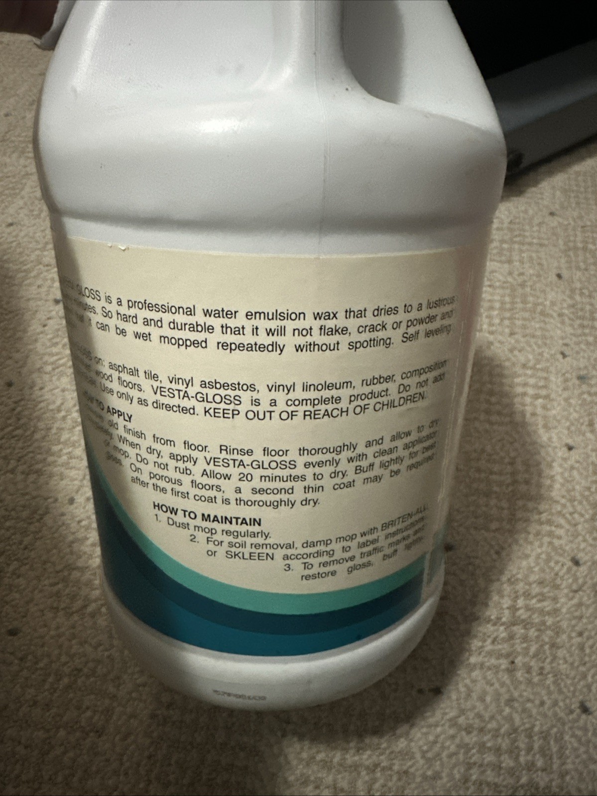 Linoleum Floor Wax Polish Water Soluble Vintage Perfect Basement Floor Polish