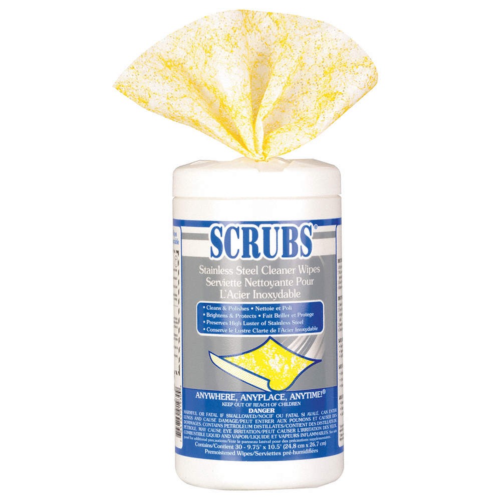SCRUBS 91930 SS Cleaner Wipes,10 1/2″x9 3/4″,30ct,PK6 41C260