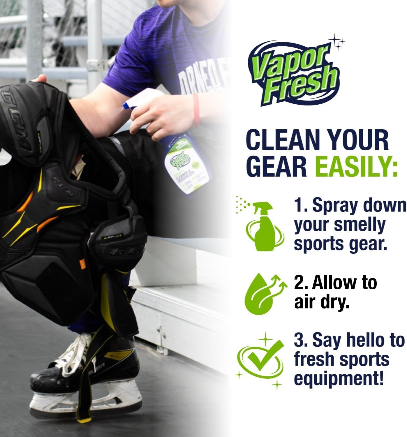5 ~ Vapor Fresh Sport Spray Gear Odor Eliminator Cleaner Deodorizer Hockey Cleat