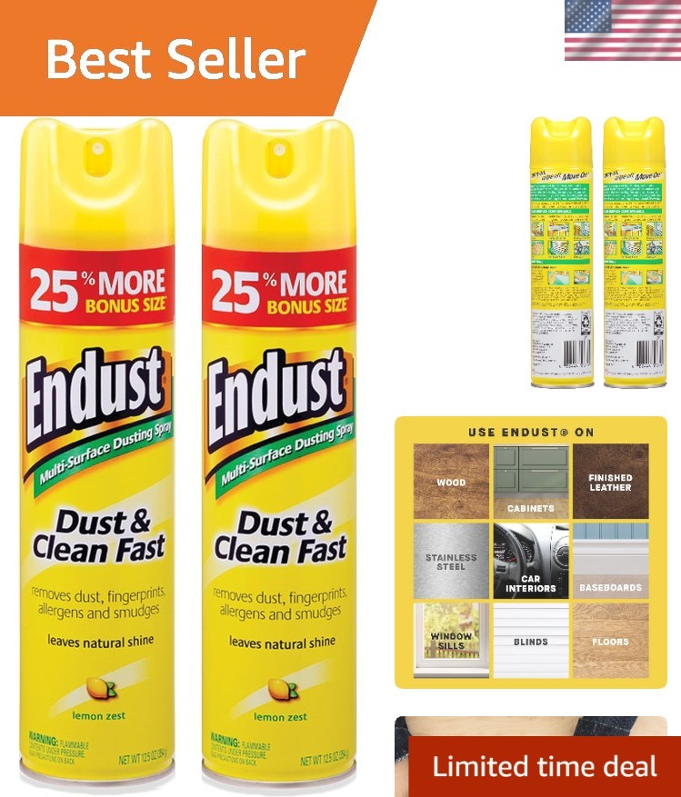 Eco-Friendly Multi-Surface Cleaner Spray – Lemon Zest, 12.5 Oz (Set of 2)