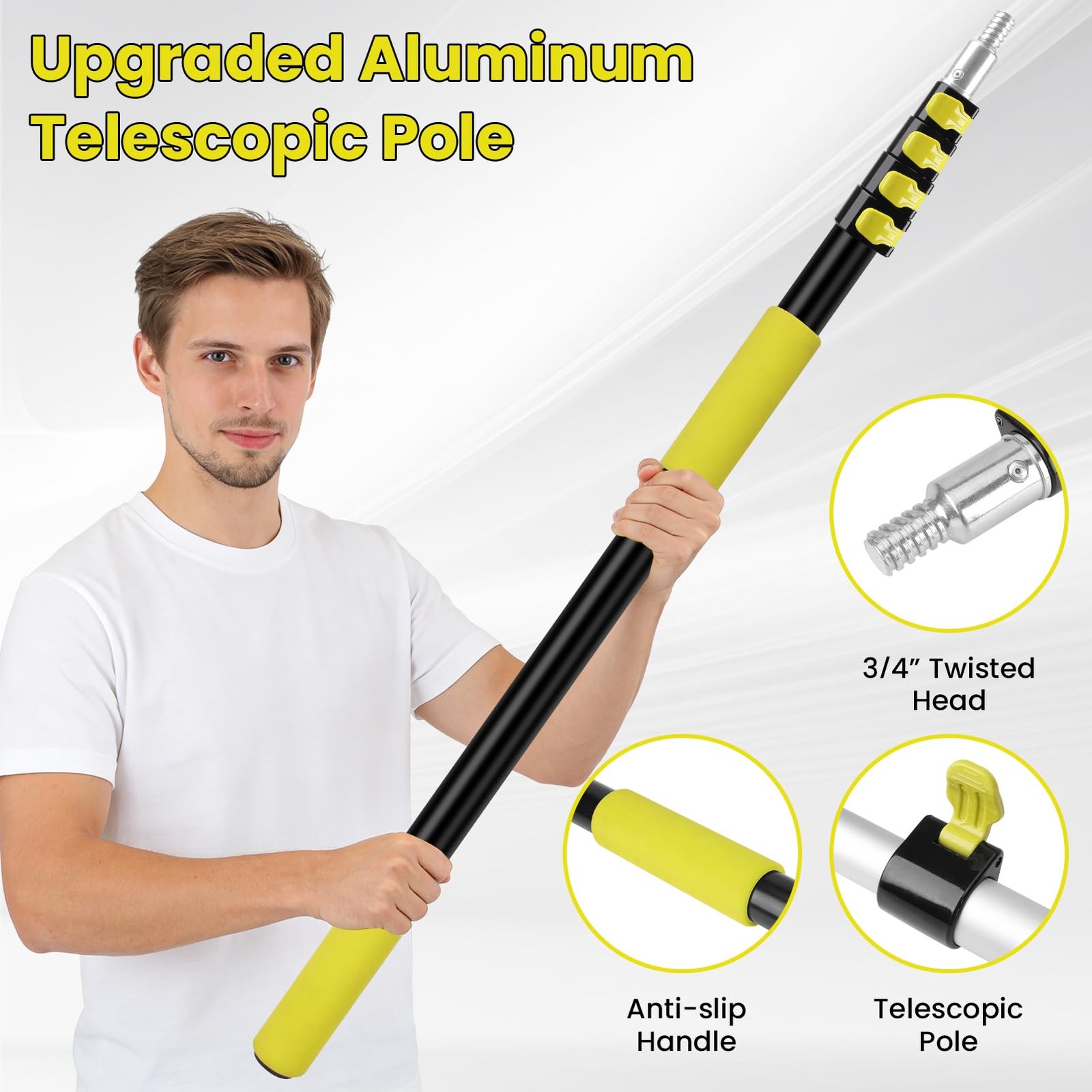 Window Squeegee with Extension Pole, 26FT Reach Squeegee for Window Cleaning,…