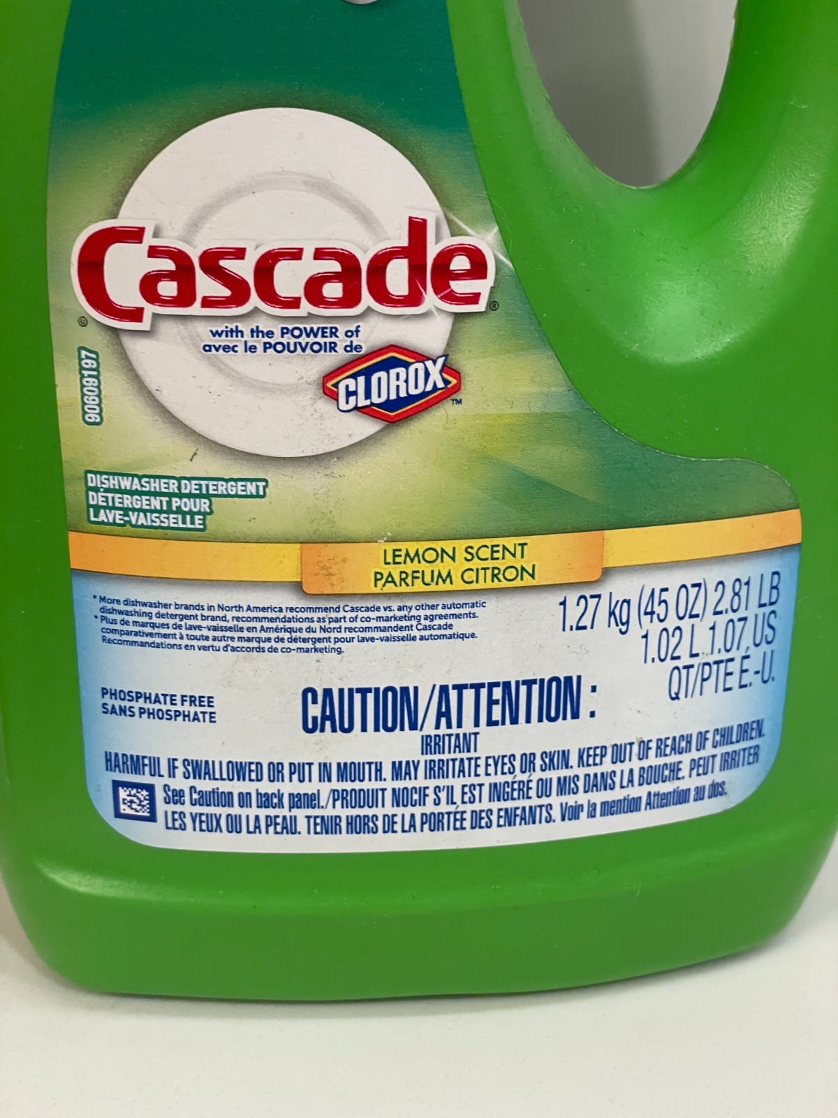 Cascade Dishwashing Gel Lemon Scent 45 oz Clorox Stain Fighting 60% Full Used