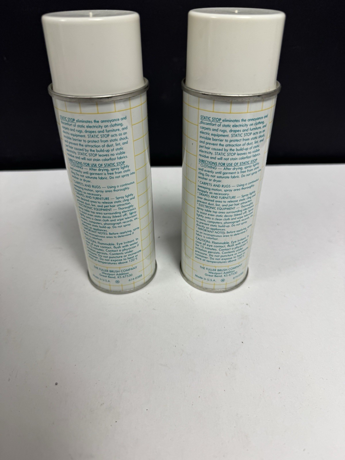 Vintage Fuller Brush Static Stop 2 Cans 6.5 OZ BOTH CANS FULL AND SPRAY