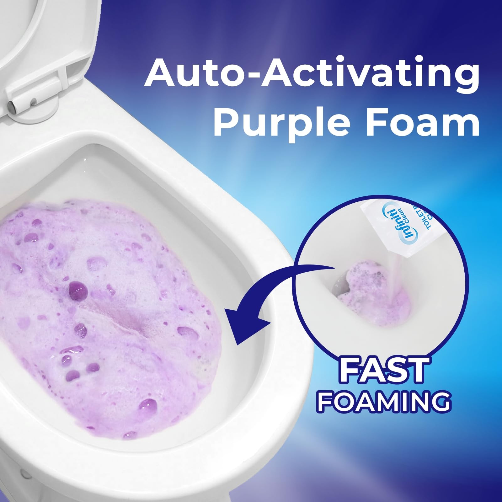 Foaming Toilet Bowl Cleaner – 10.5oz Auto-Activating Purple Foam, Removes Lim…