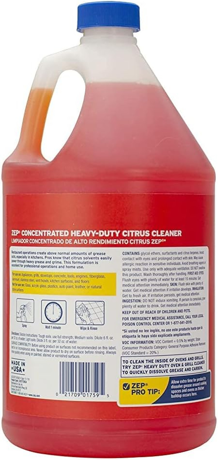 Heavy-Duty Citrus Degreaser Cleaner Concentrate – 1 Gallon (1 Unit) ZUCIT128 …
