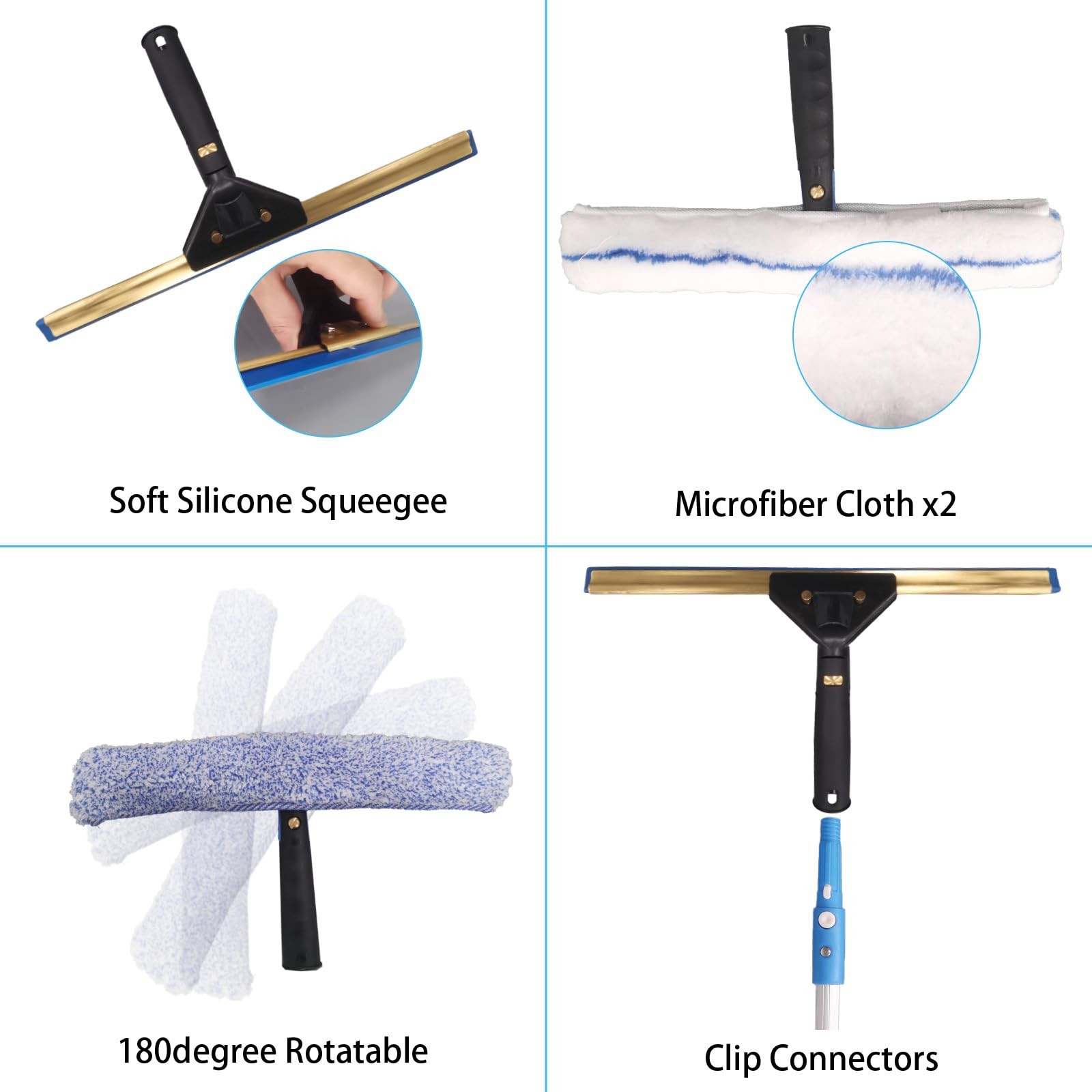 Window Cleaning Kit with Storage Bucket,Window Washing Kit with 4.13Ft Extens…