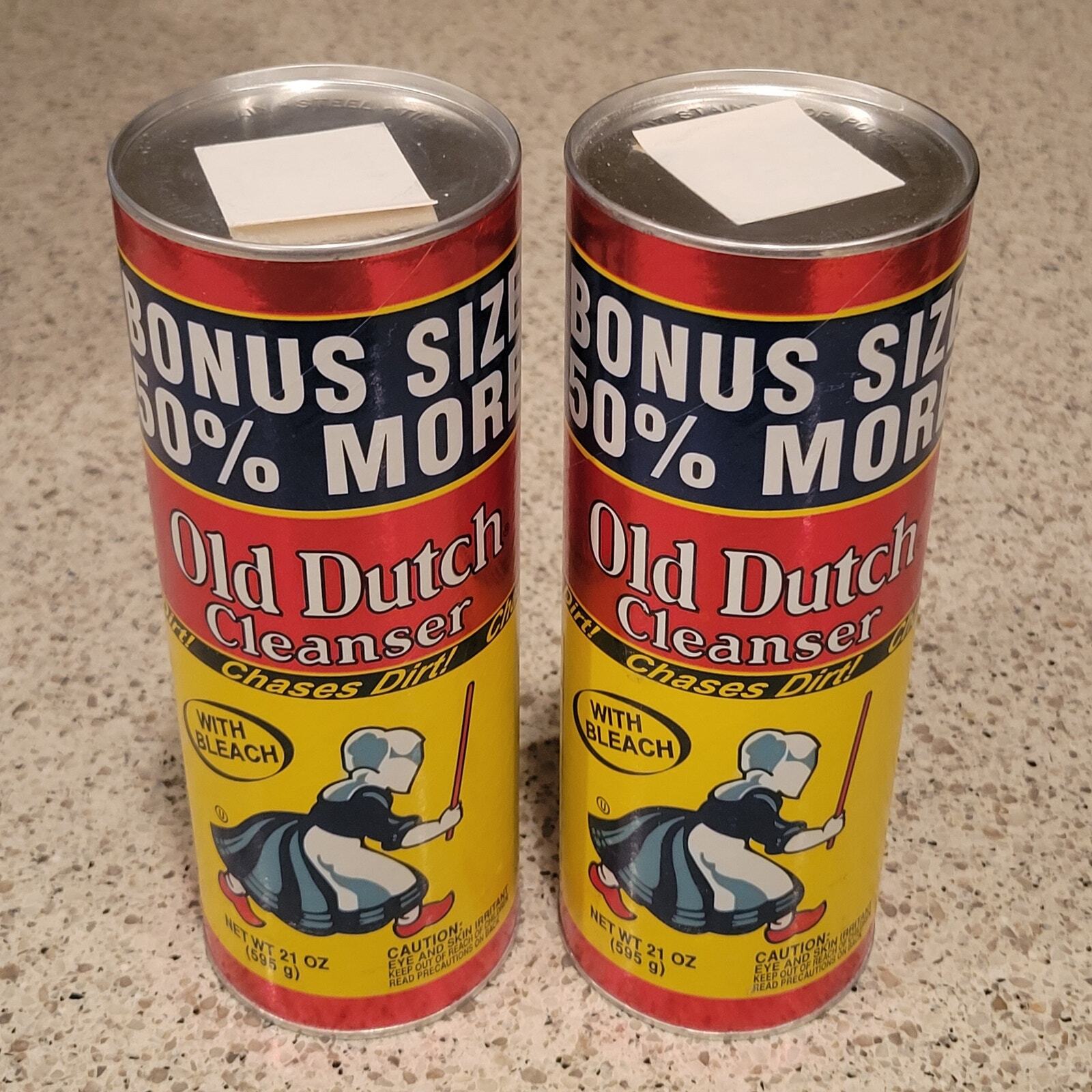 VTG 90s OLD DUTCH Powdered Cleanser w/ Bleach 21oz BONUS x2 Unopened Can USA NOS