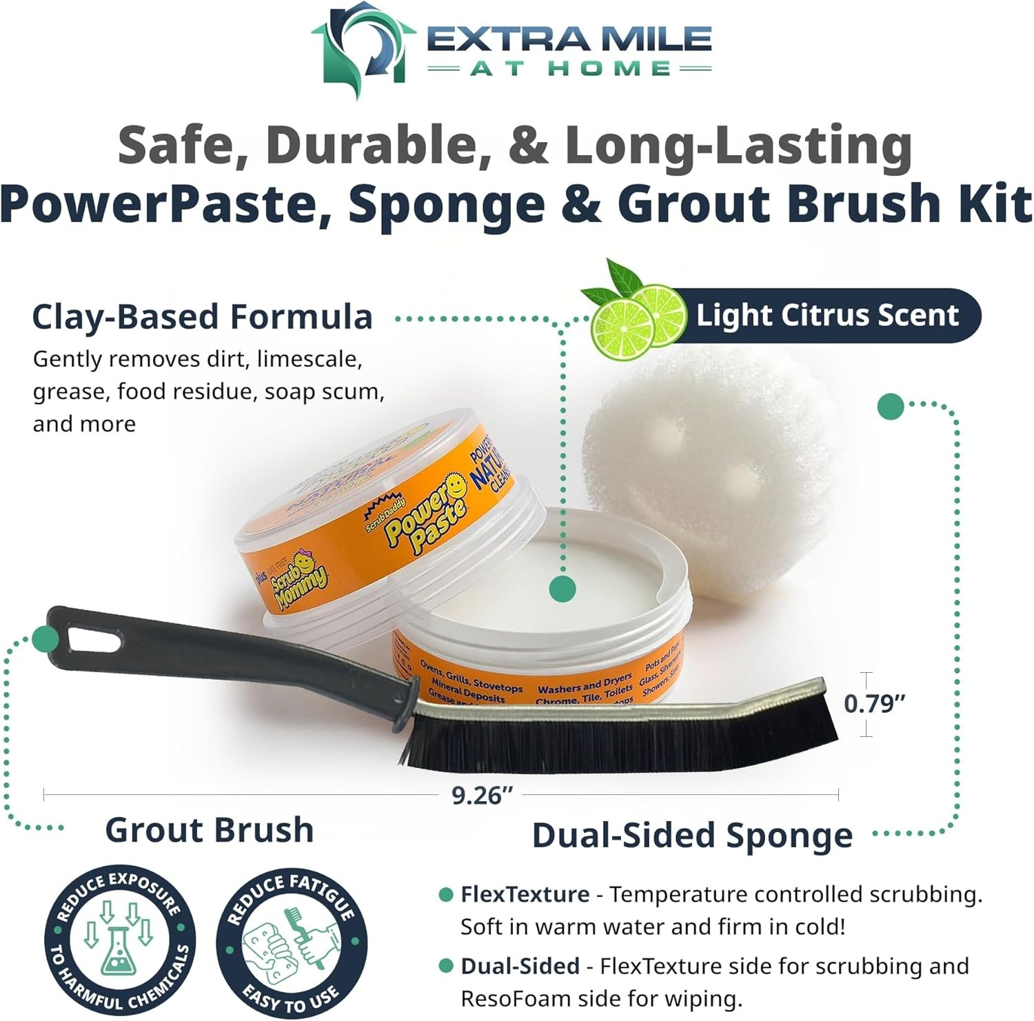 Power Paste Natural All Purpose Cleaner Bundle – Grout Cleaner for Tile Floor…