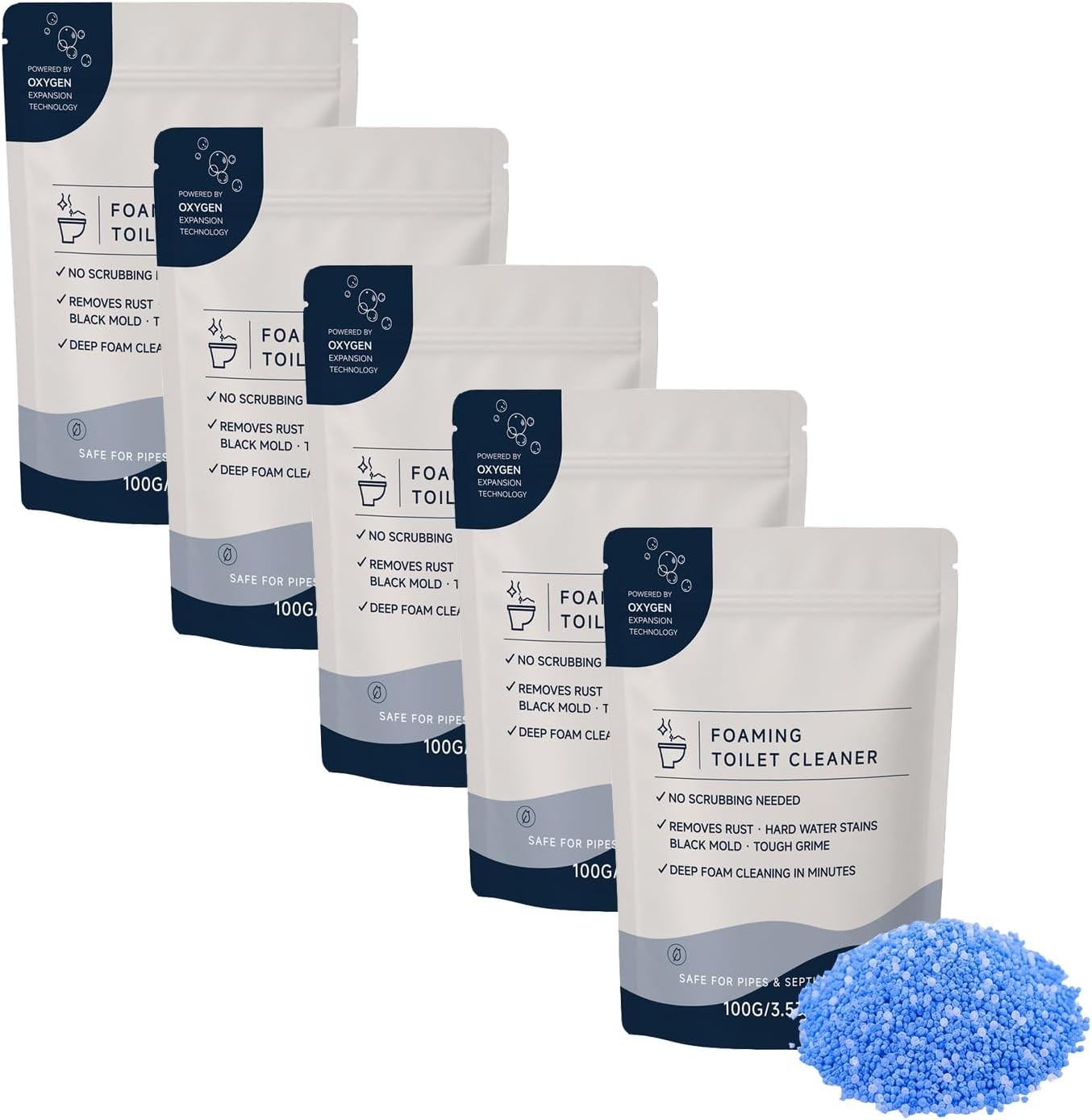 Foaming Toilet Bowl Cleaner – Oxygen Foam Formula for Cleaning Stain Removal