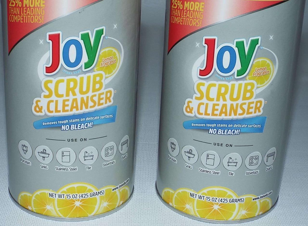 2 NOS Joy Lemon Scent Scrub Powder Cleanser NO BLEACH SINKS TILES QUARTZ MARBLE