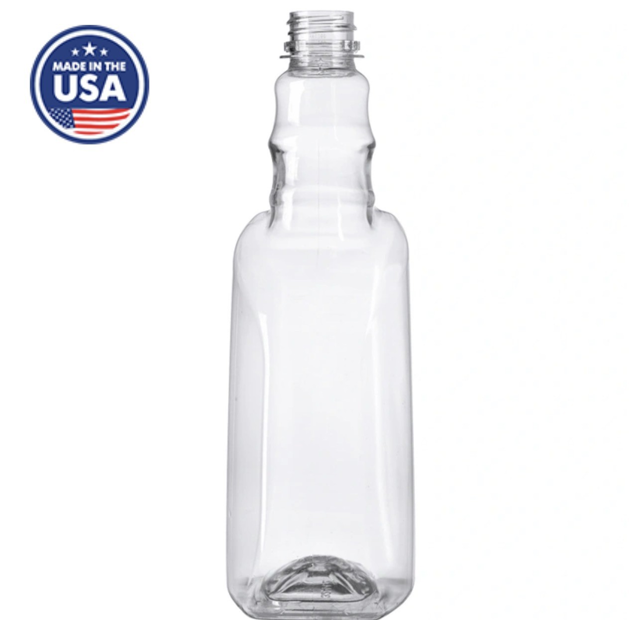 32oz. Clear Plastic Trigger Spray Bottle, 28mm 28-400 Ratchet Neck. Box Qty:50