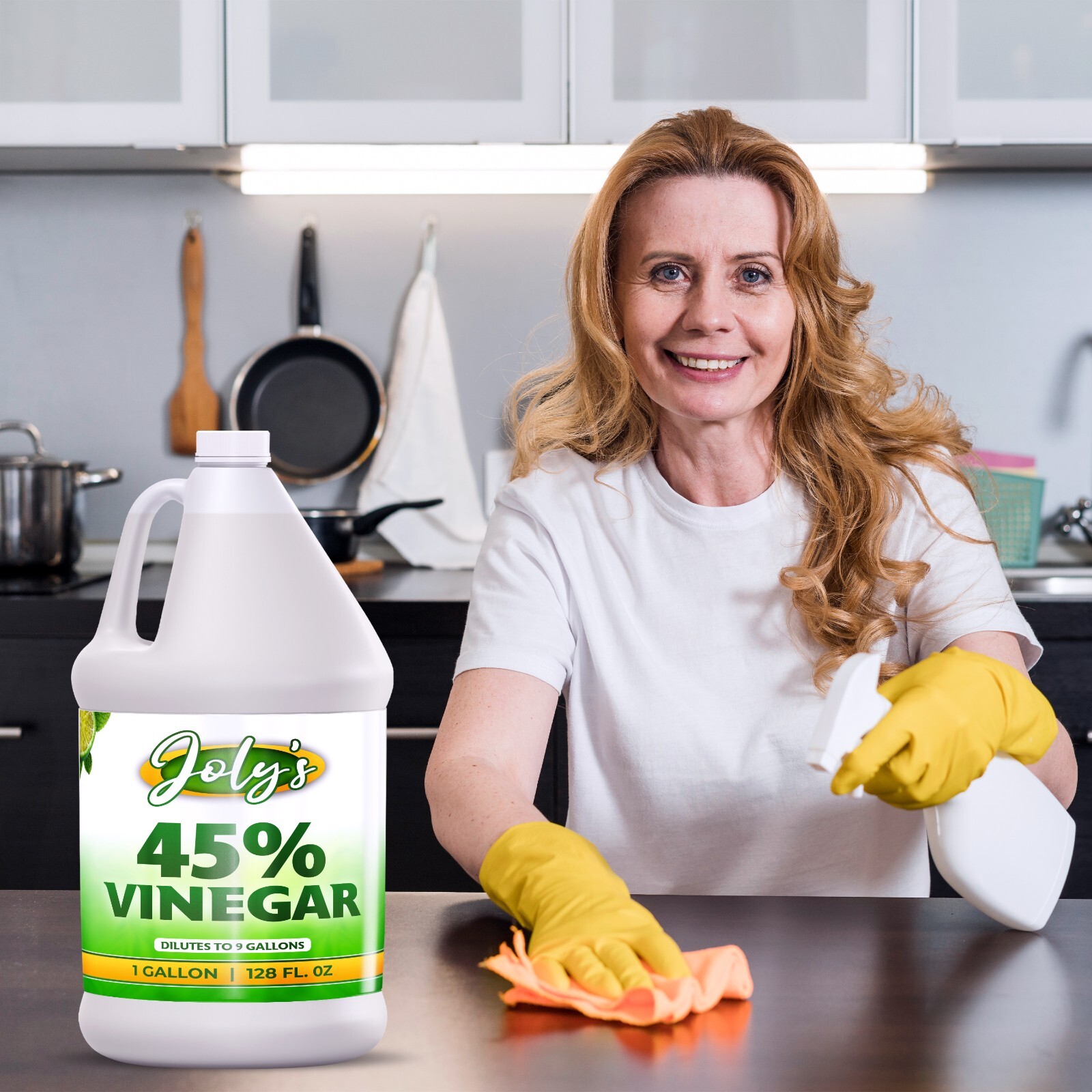 Joly’s 45% Vinegar, 1 Gallon (128 fl oz), Concentrated Cleaning-Vinegar (Pack 2)