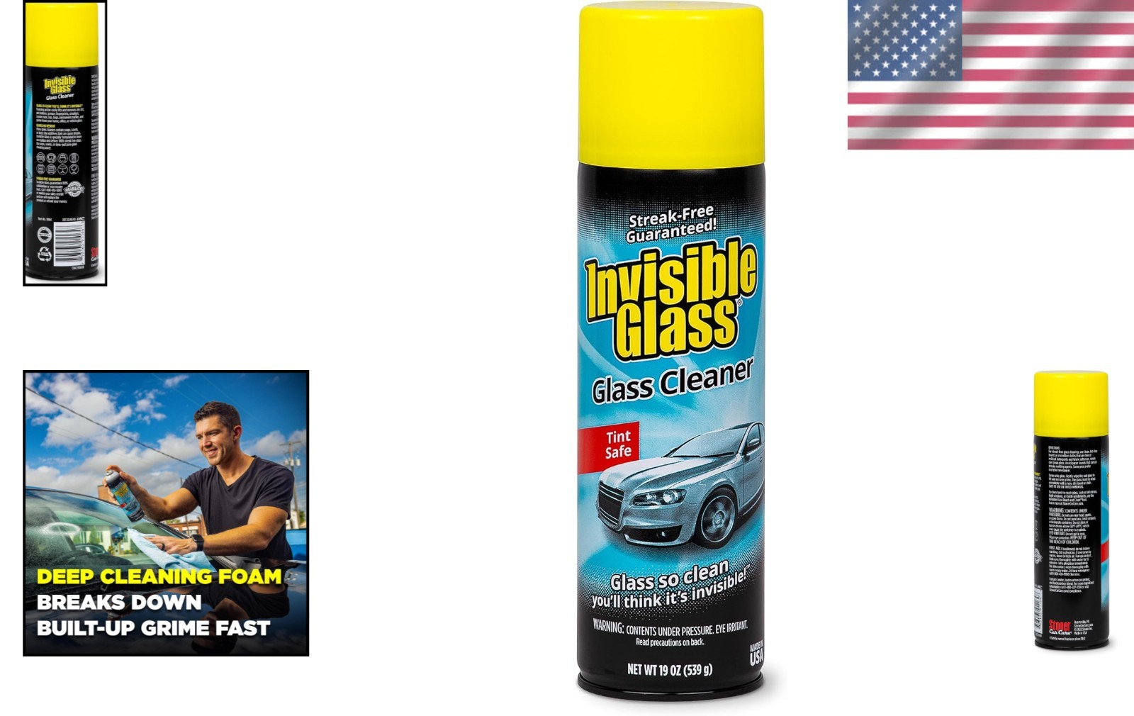 Aerosol Glass Cleaner Spray 19 oz Streak-Free Ammonia-Free Tinted Safe Vehicle