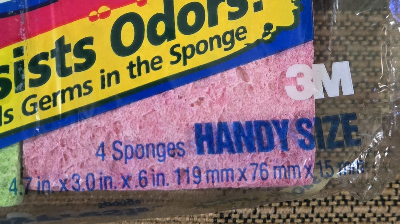 Lot of 3 Vintage 1994 O-CEL-O 3M Handy Size Sponges (Total of 12) Made in USA