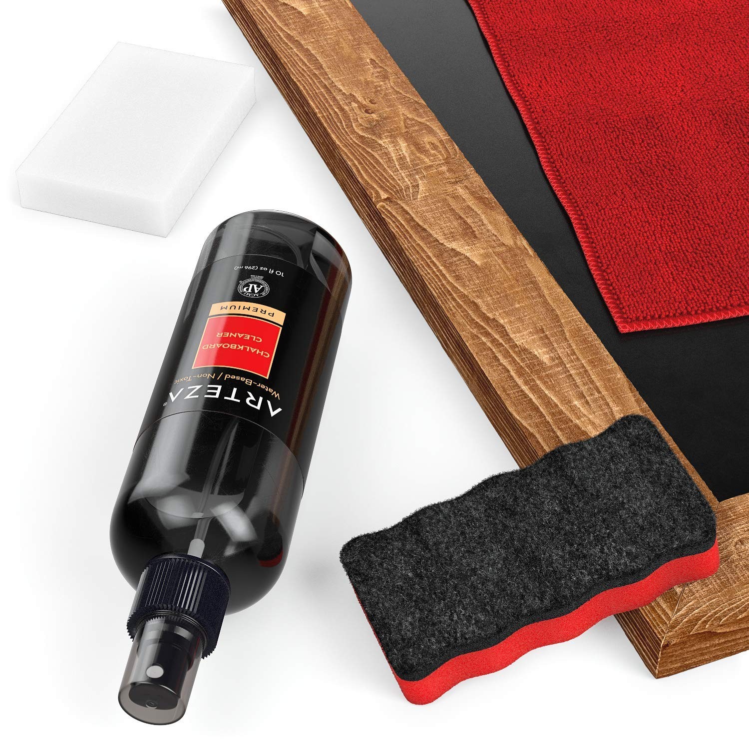 Chalkboard Cleaner Set with 2 Cleaners, 10-Ounces Each, 1 Microfiber Fabric T…
