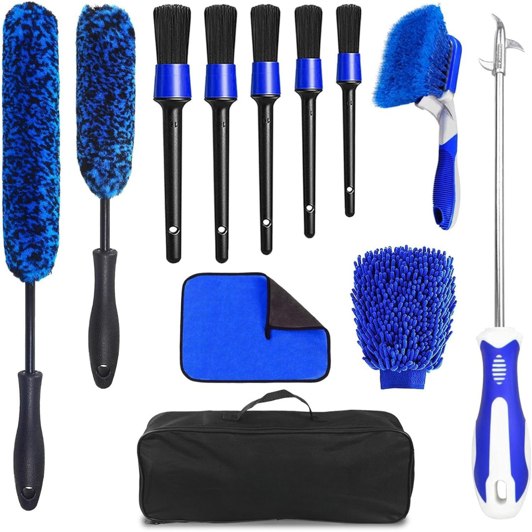 Car Detailing Cleaning Wheel Rim Tire Brush Bendable Durable Supplies Set 12PC
