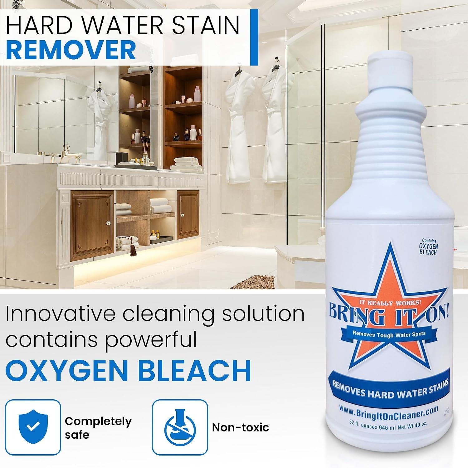 32oz Bring It On Stain Remover and Grout Cleaner – Non-Toxic with Mint Freshness
