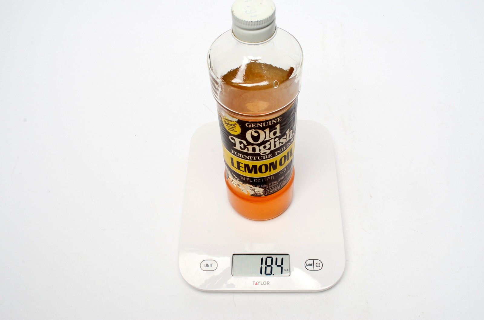Old English Lemon Oil Furniture Polish 16 fl oz Approx 60% Full Glass Vintage