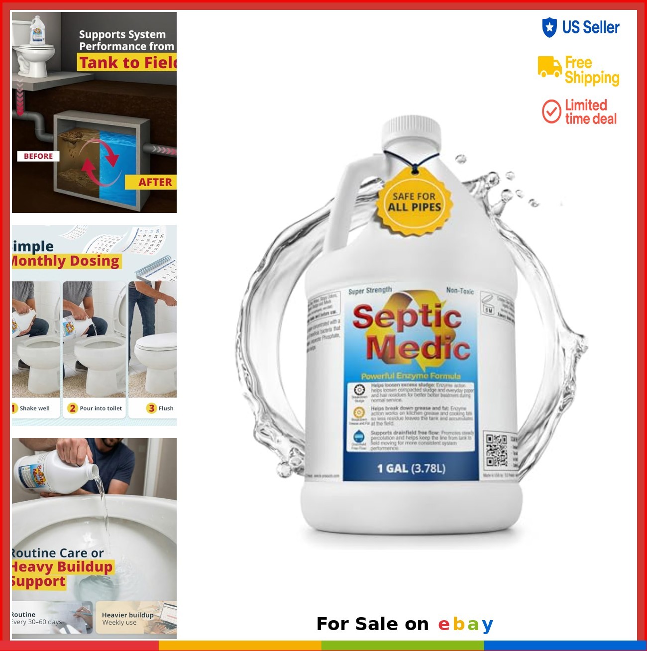Septic Tank Treatment Liquid Enzyme Cleaner Maintenance Drainfield Flow Support
