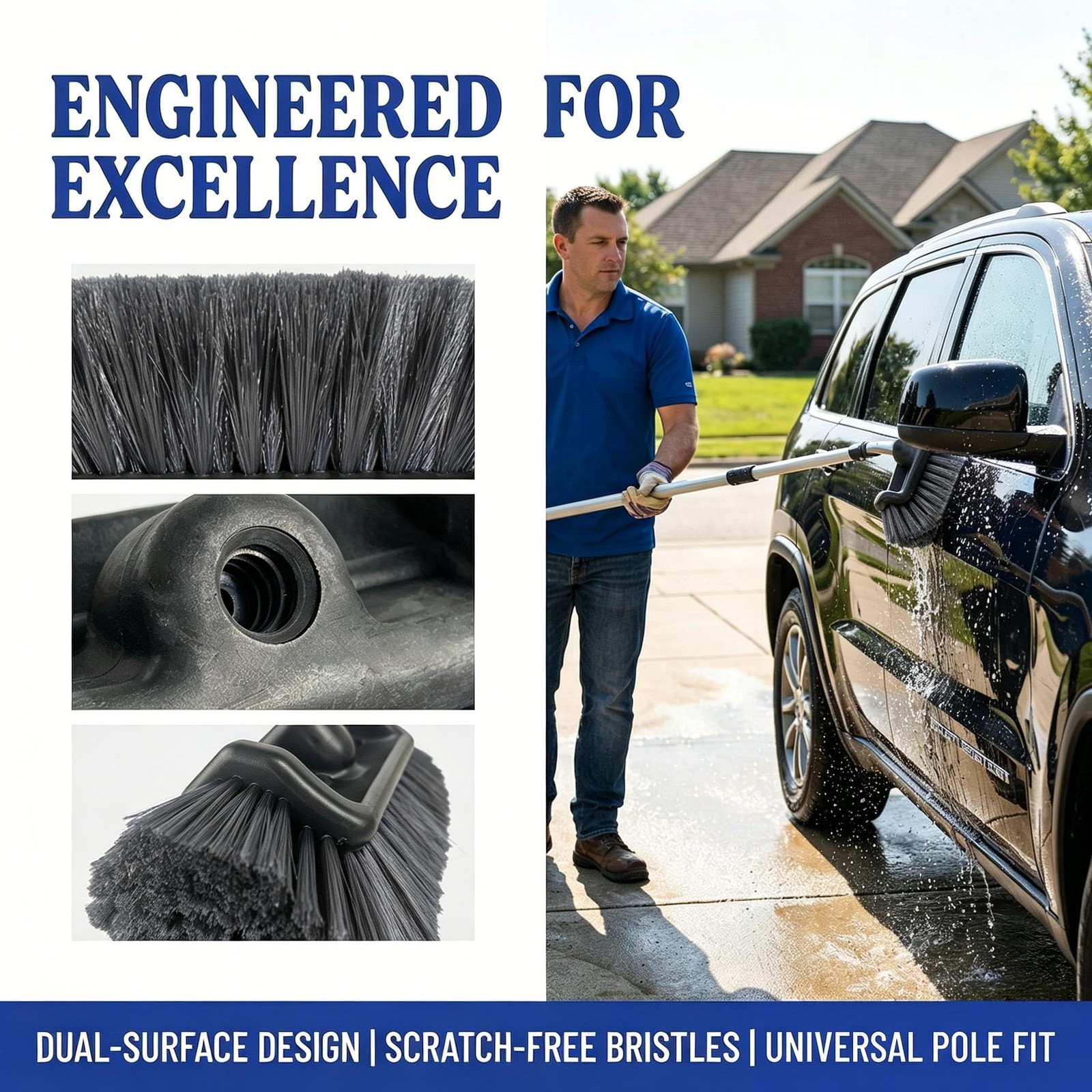 11.5″ Car Wash Brush with Ultra-Soft Bristle for Car,Truck,RV&Boat Exterior C…