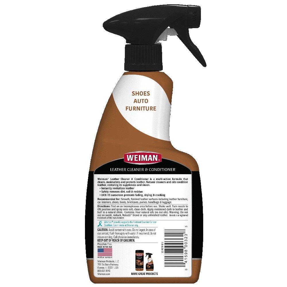 (2 pack) Weiman 3-In-1 Leather Cleaner & Conditioner for Furniture, Car Seats