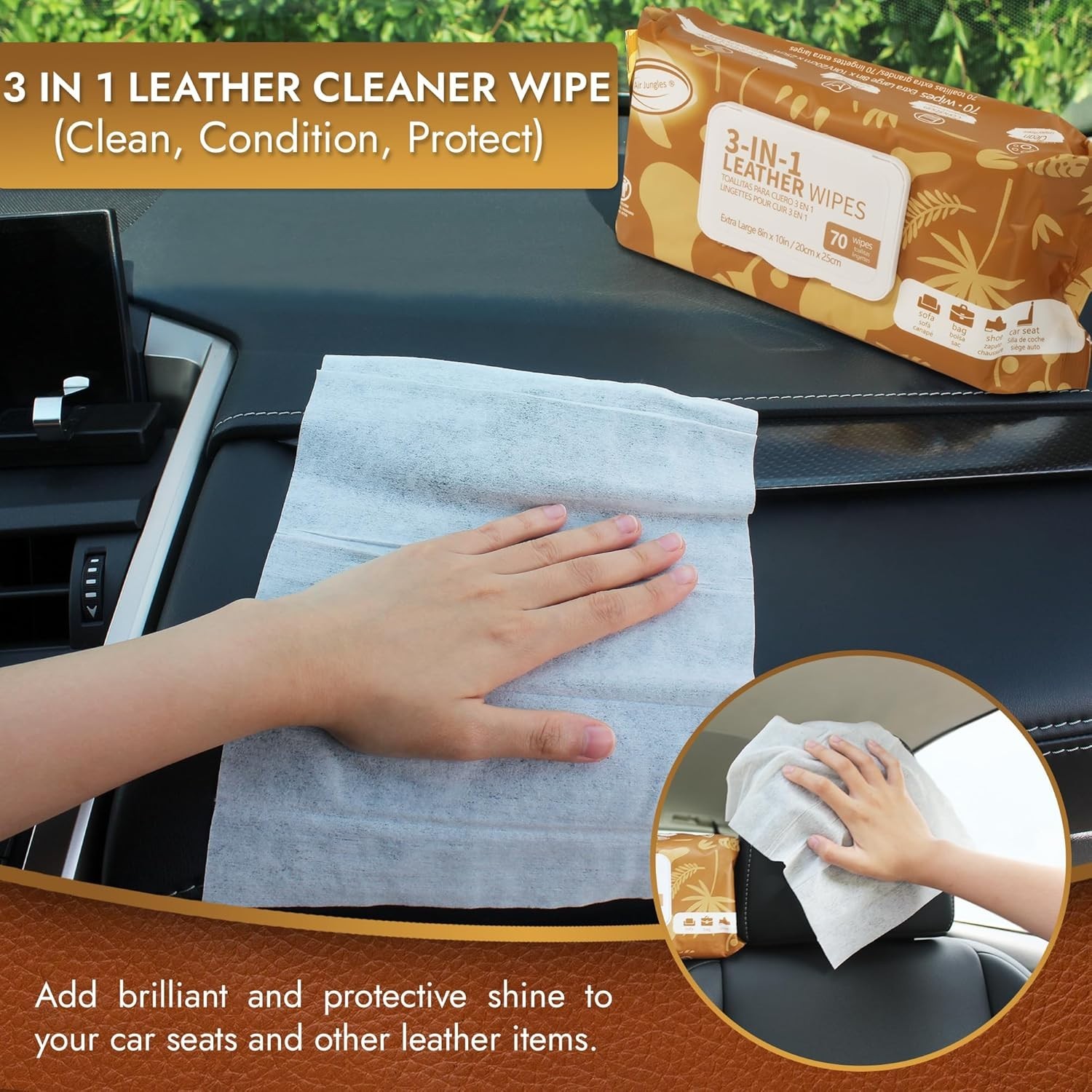 Extra Large 140 Count Leather Care Wipes – Lint-Free, Residue-Free Formula