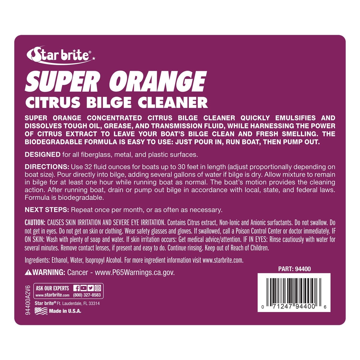 Citrus Bilge Cleaner – Easy Pour, Emulsifies Oil & Fuel – 1 Gallon Marine Cleane