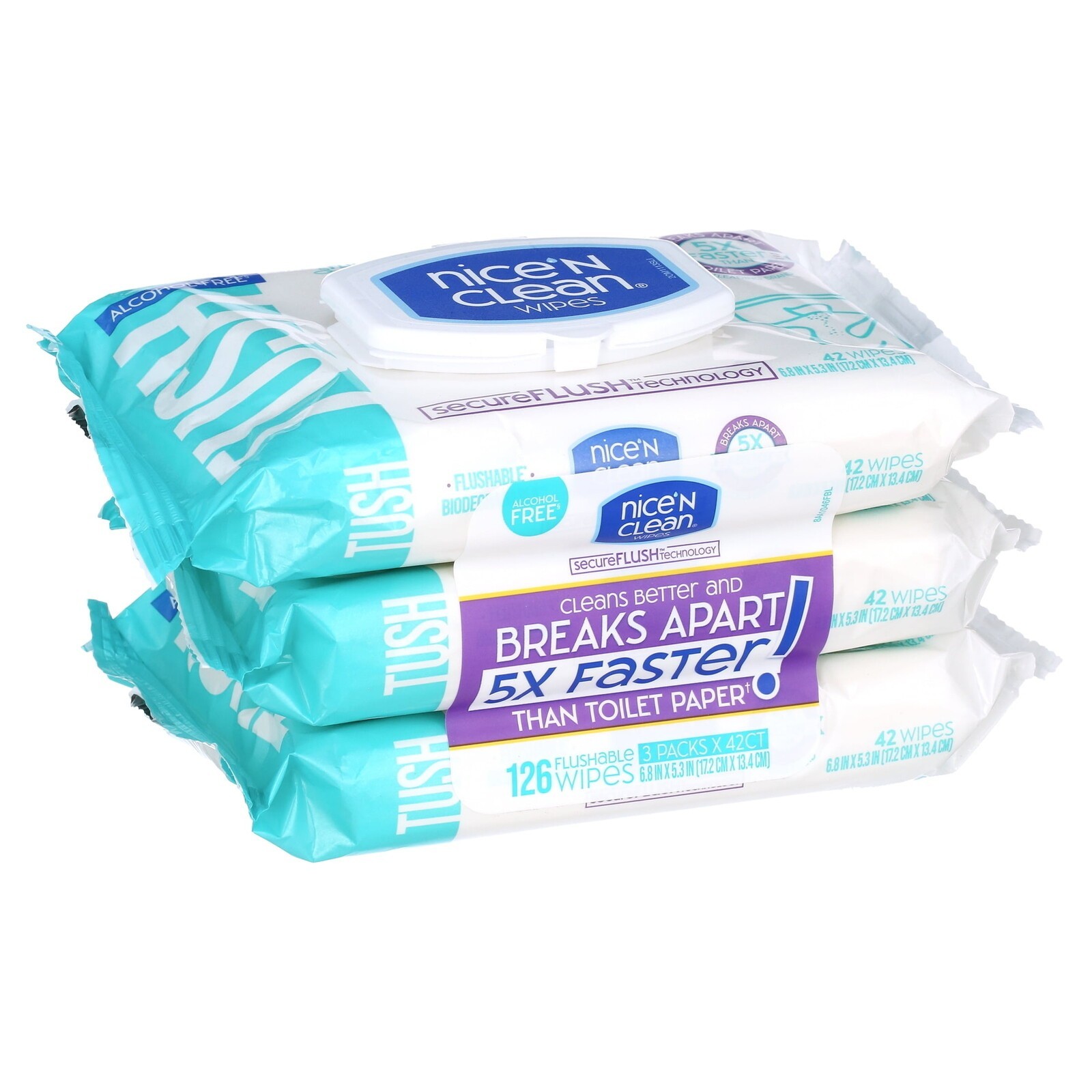 Flushable Wipes Alcohol Free Hypoallergenic Plant Based Gentle 126 Total Wipes