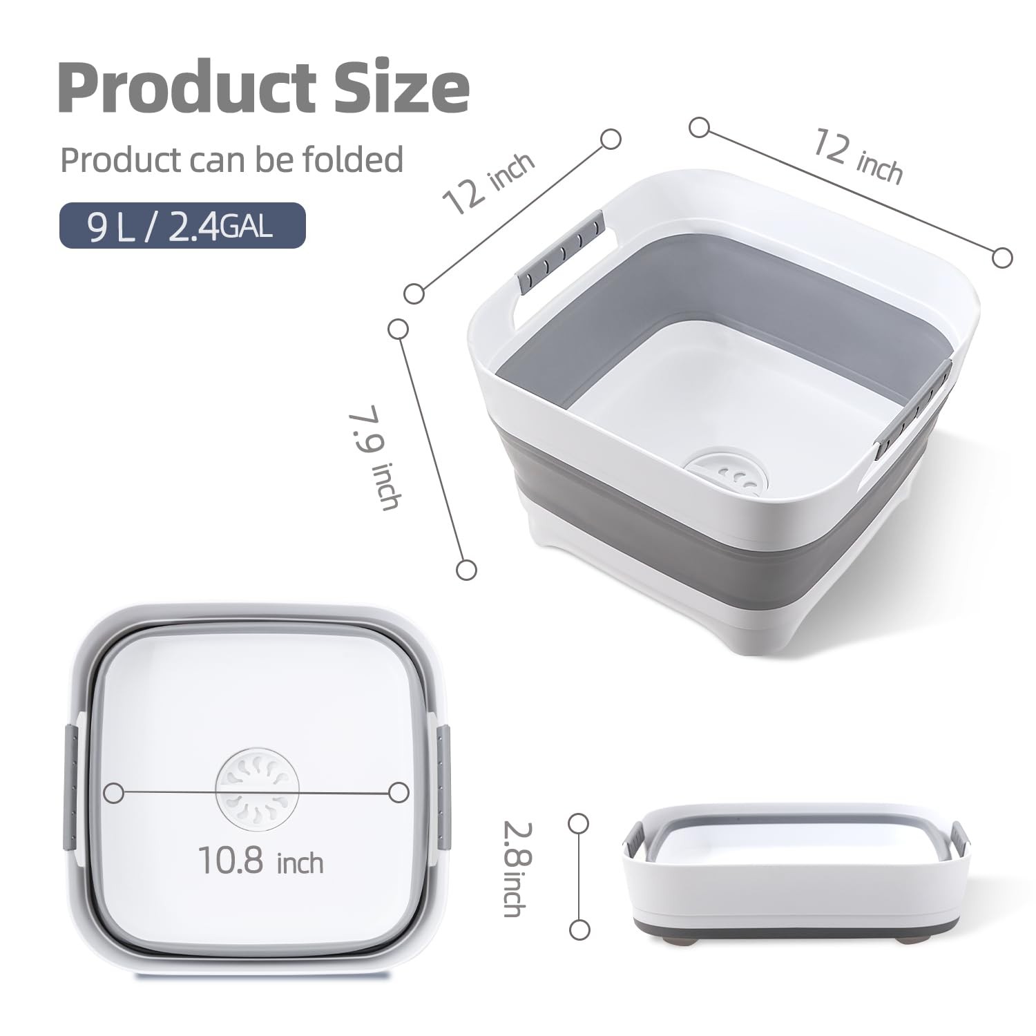 Collapsible Wash Basin for Baby Bottles – 2.4 Gallon Portable Sink