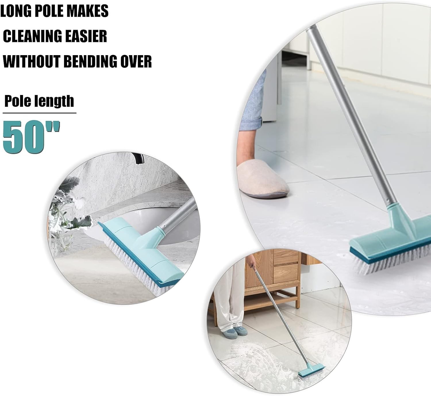 Extendable Floor Scrub Brush with Stiff Bristles – Perfect for Bathroom & Patio