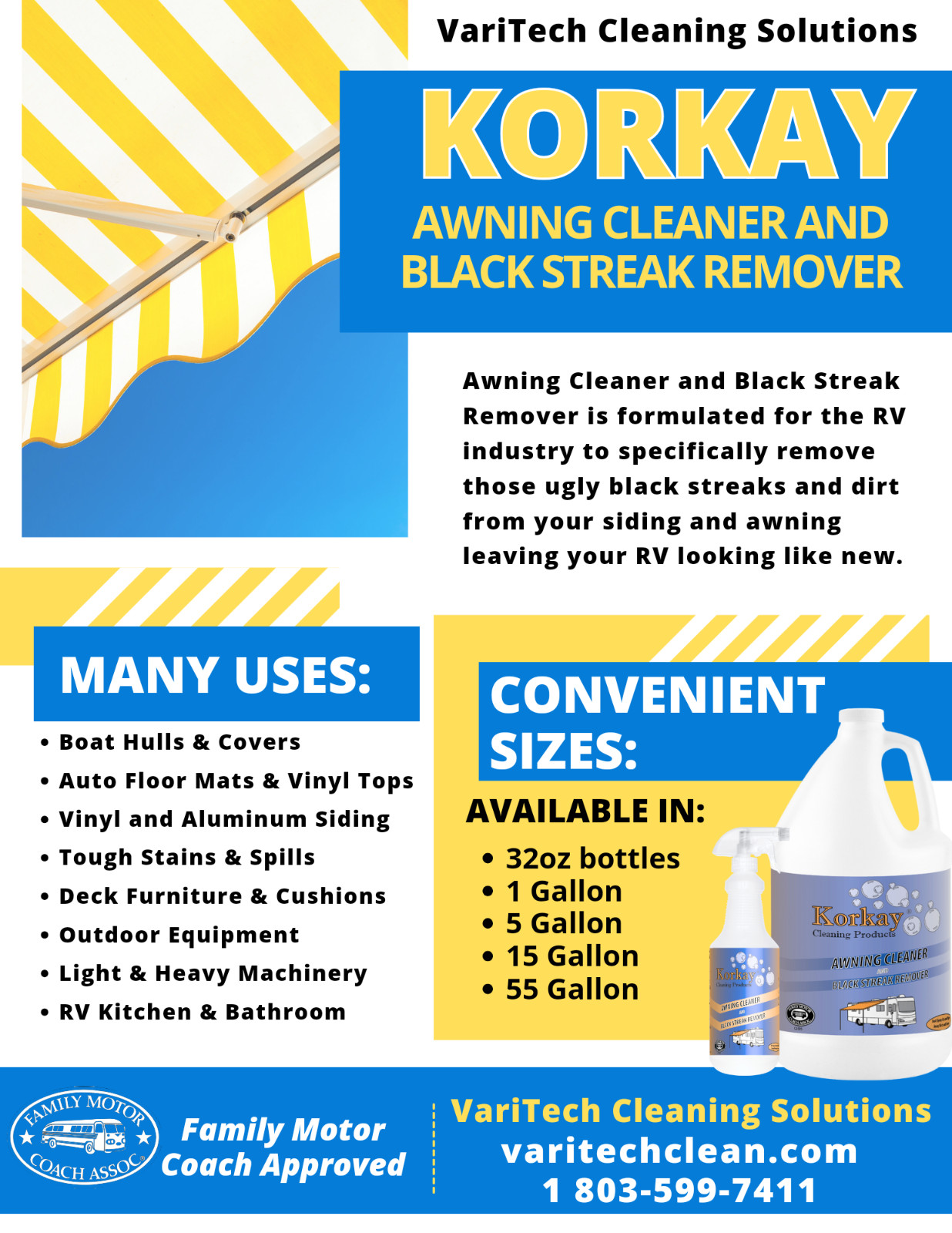 Korkay Awning Cleaner and Black Streak Remover #196 RVs Vinyl Patio Fence
