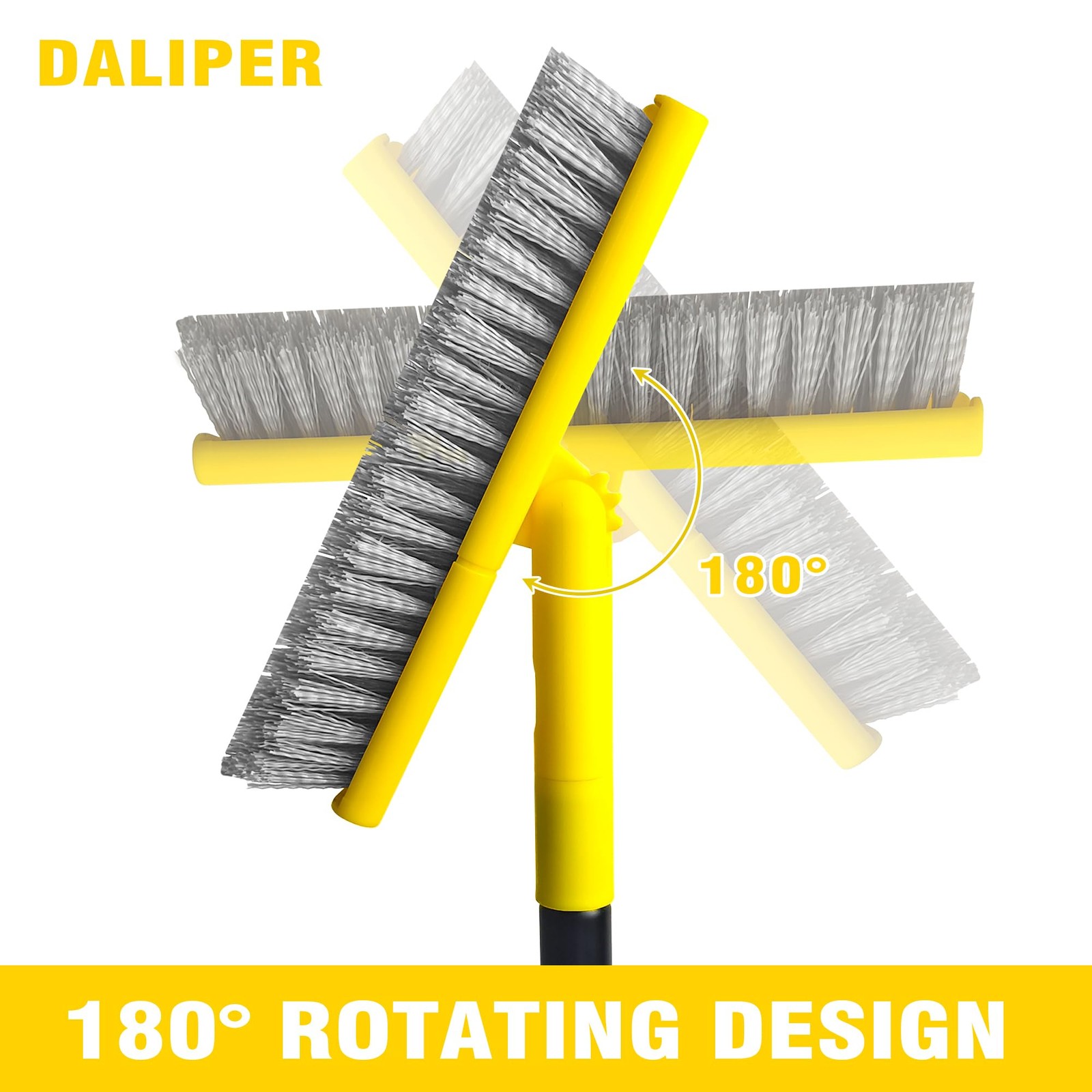 2 in 1 Grout Brush with 49.6″ Long Handle, Swivel Grout Cleaning Brush V-Shap…